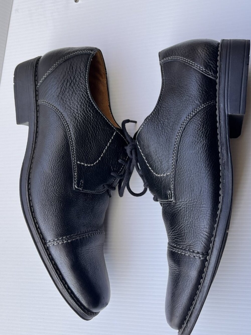 Sandro Moscoloni Mens 10.5 D Black Leather Cap Toe Derby Dress Shoes Brazil - Picture 4 of 14
